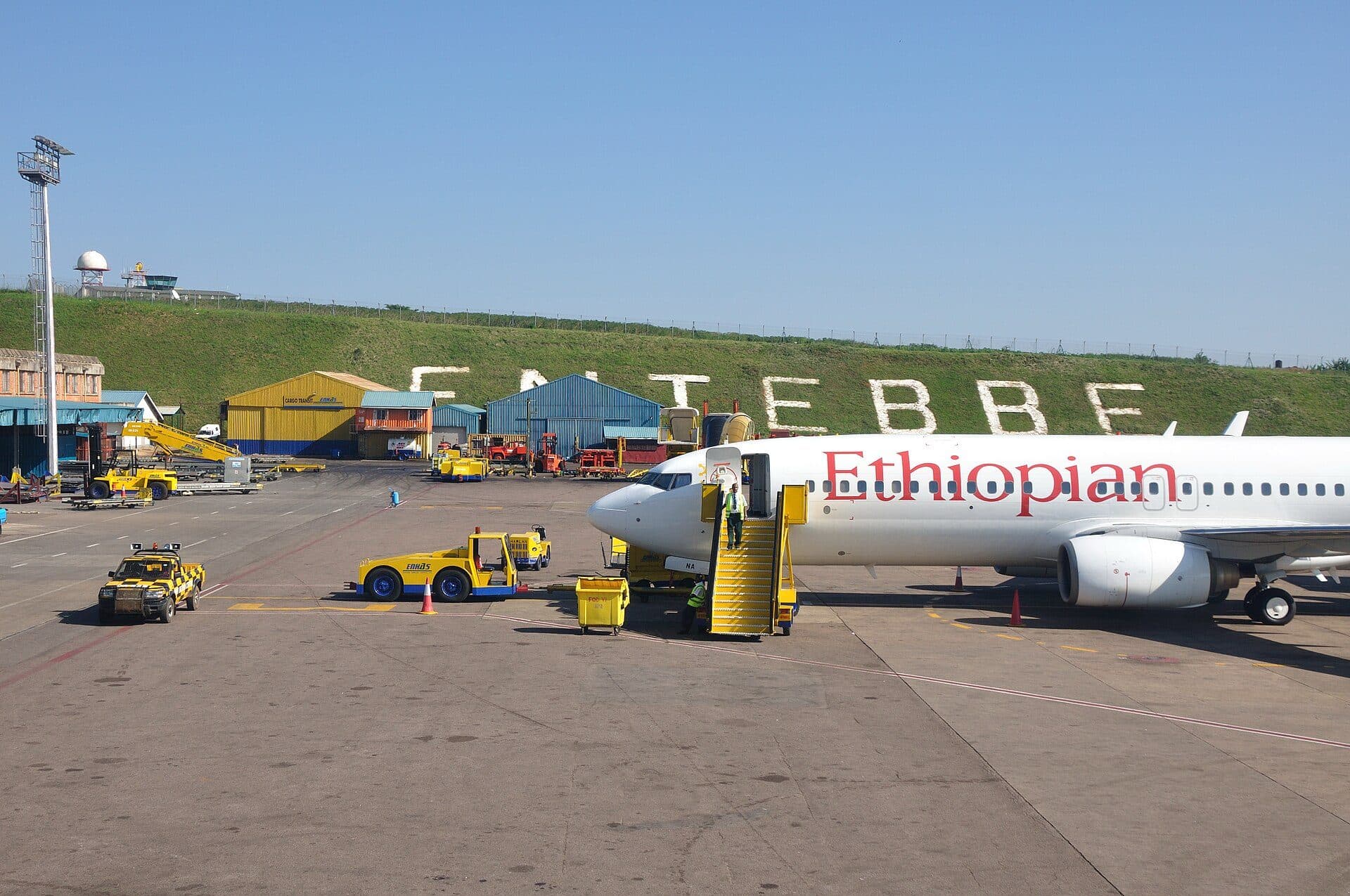 Aircraft on the apron at Entebbe International Airport